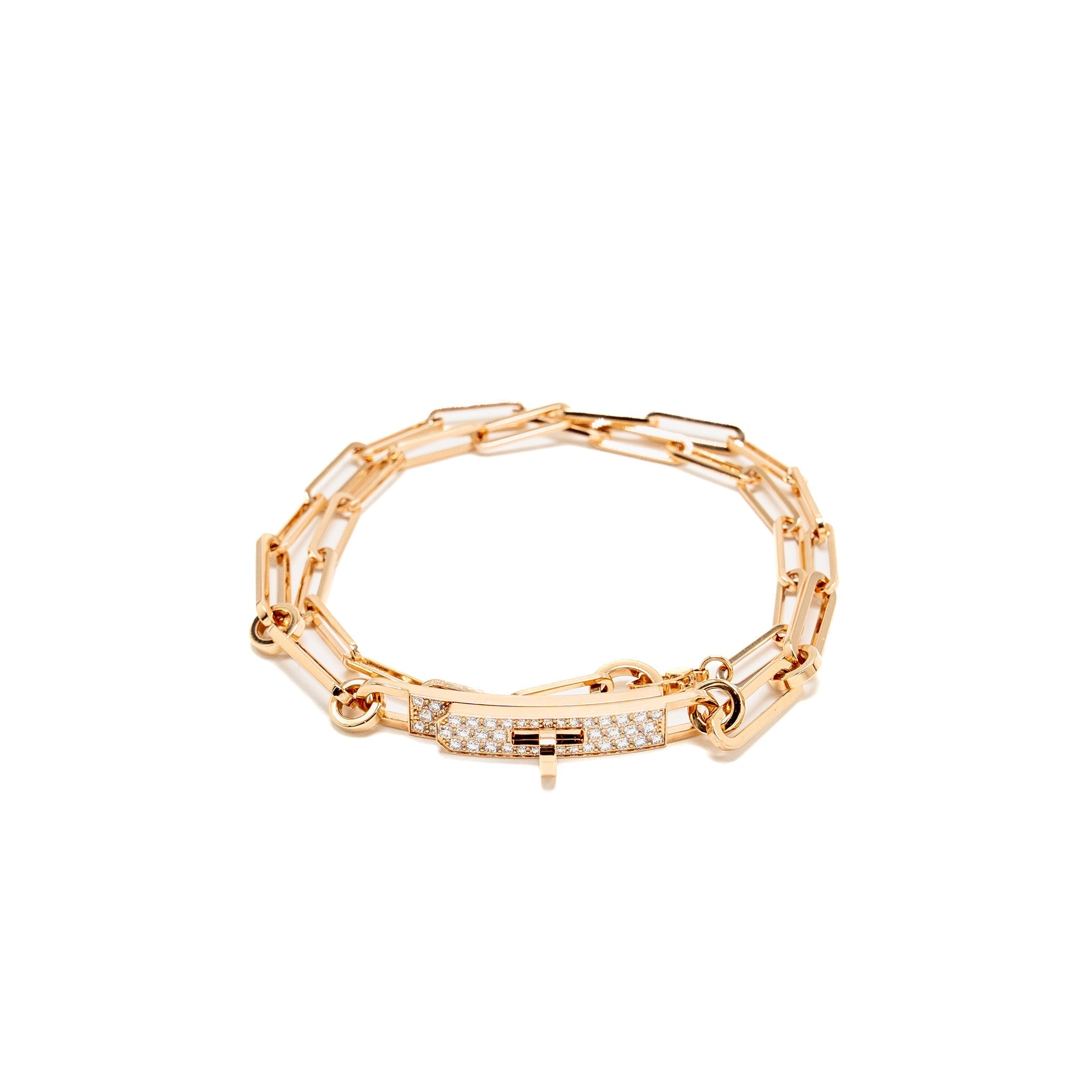 HERMES KELLY CHAIN CHOCKER/DOUBLE BRACELET ROSE GOLD, DIAMONDS