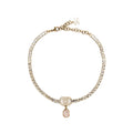 CHANEL PINK CRYSTAL DROP CC LOGO CHOCKER/NECKLACE LIGHT GOLD TONE