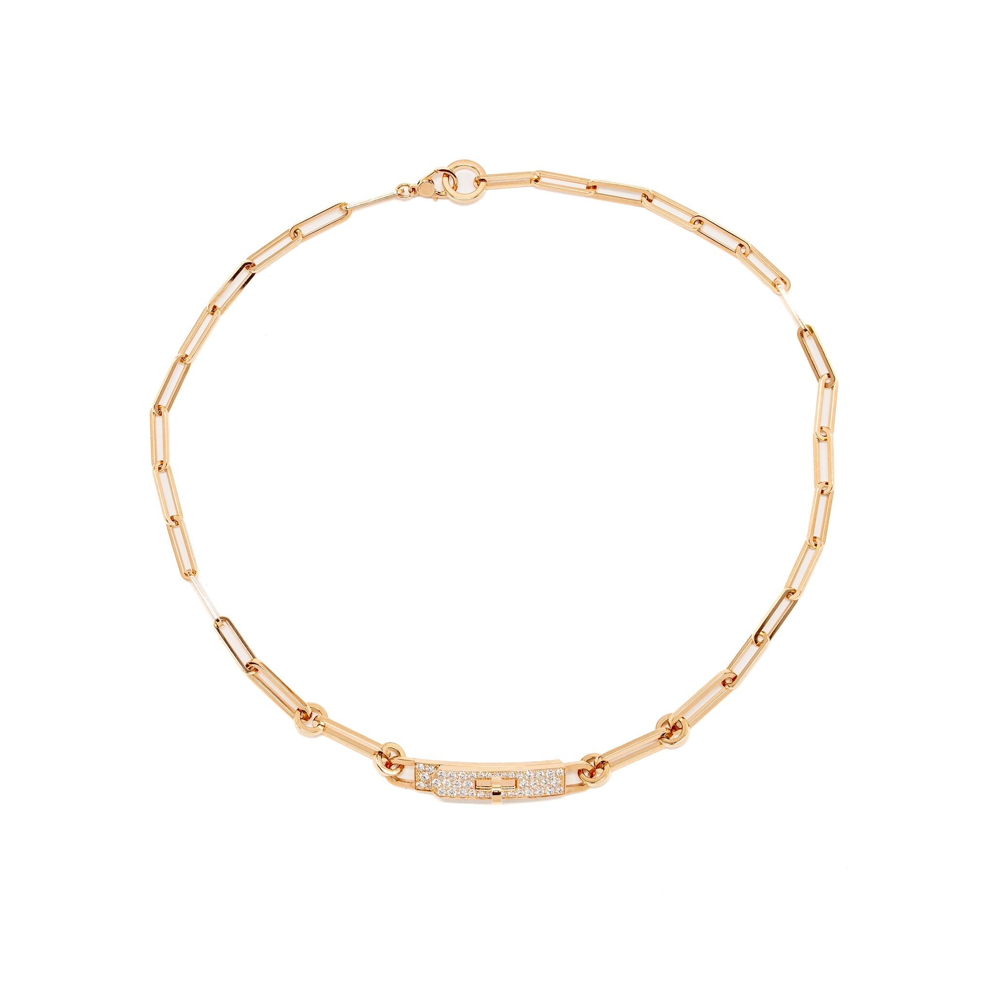 HERMES KELLY CHAIN CHOCKER/DOUBLE BRACELET ROSE GOLD, DIAMONDS