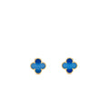 VAN CLEEF AND ARPELS VINTAGE ALHAMBRA EARRINGS YELLOW GOLD/ BLUE AGATE