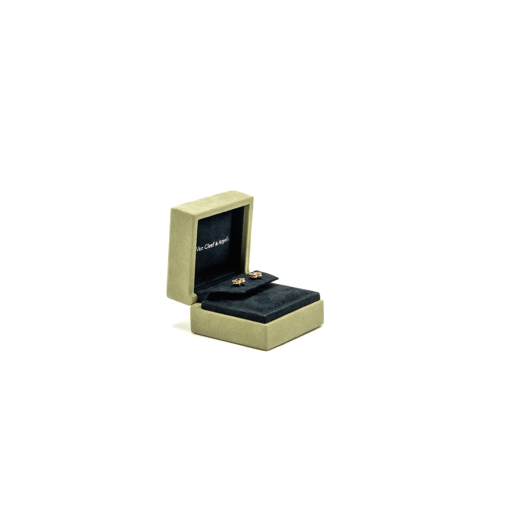 VAN CLEEF & ARPELS SWEET ALHAMBRA EARSTUDS EARRINGS, YELLOW GOLD / ONYX