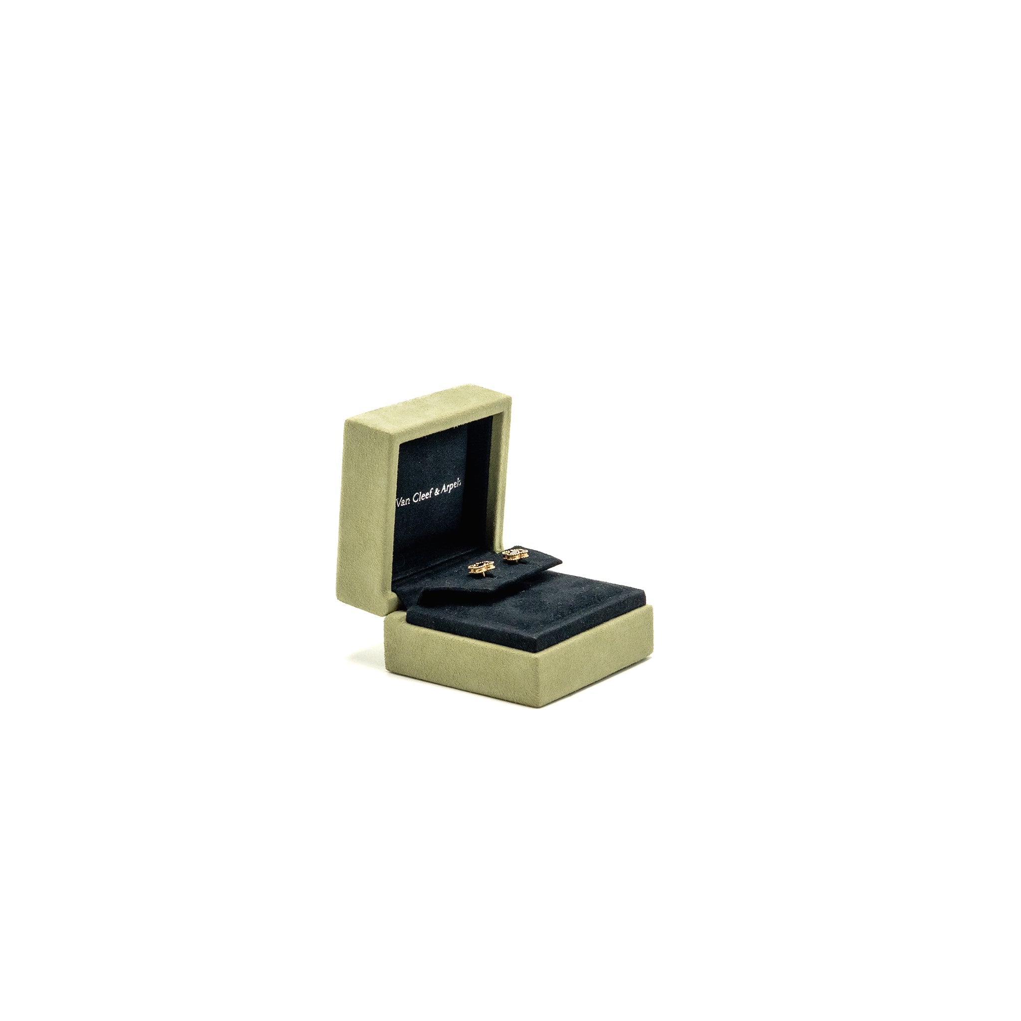VAN CLEEF & ARPELS SWEET ALHAMBRA EARSTUDS EARRINGS, YELLOW GOLD / ONYX