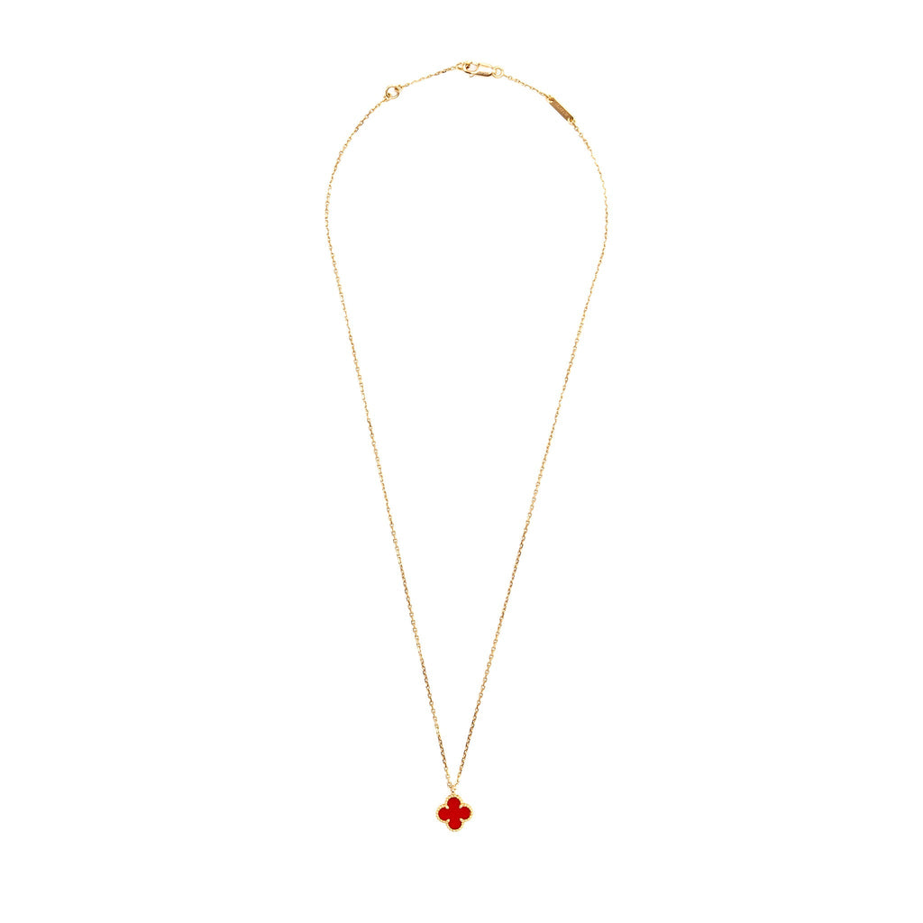 VAN CLEEF & ARPELS SWEET ALHAMBRA PENDANT CARNELIAN ROSE GOLD