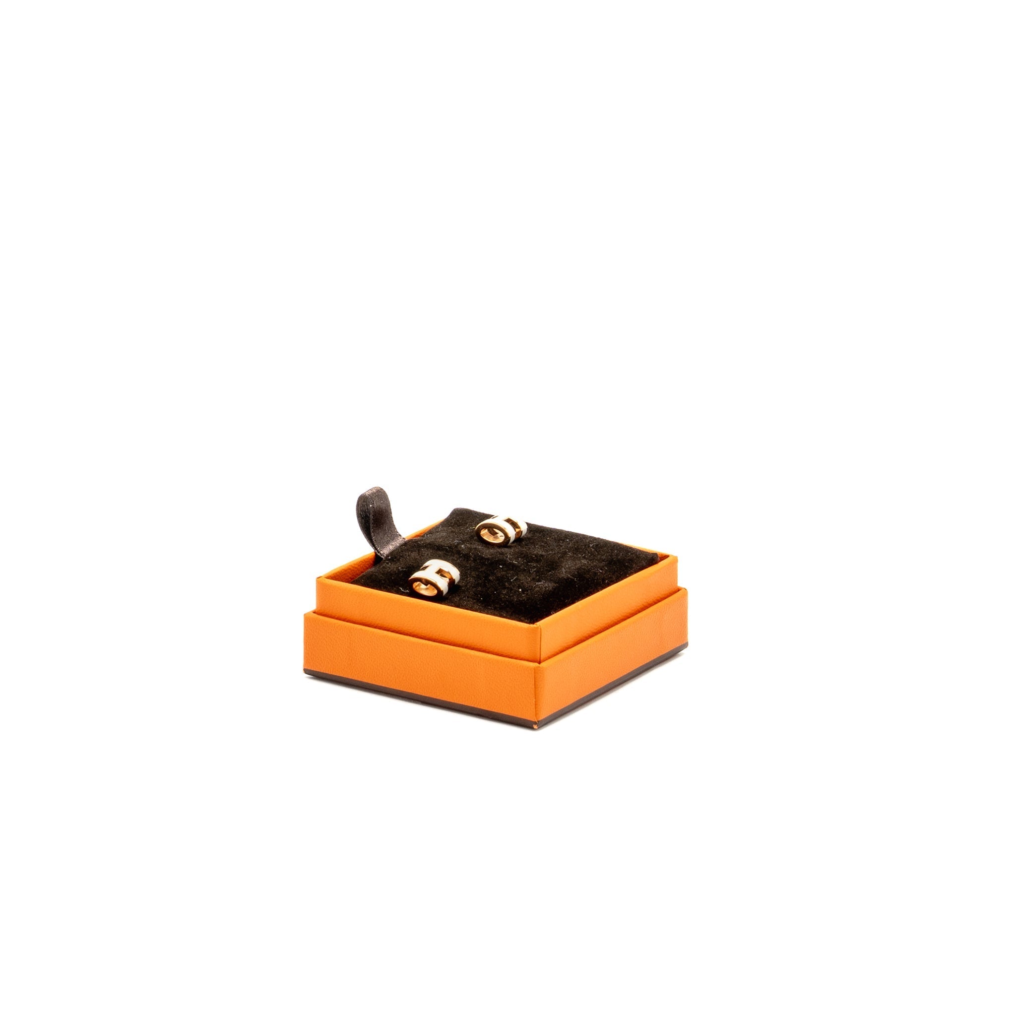 HERMES MINI POP H EARRINGS BLANC RGHW