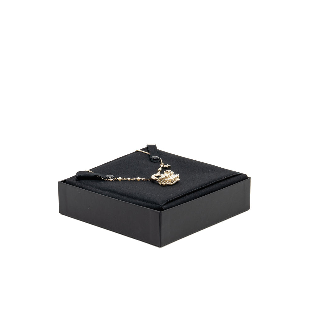 CHANEL MINI PEARL BAG NECKLACE LIGHT GOLD TONE