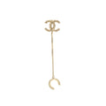 CHANEL 21P CC EARRINGS WITH EAR CUFF CRYSTAL LIGHT GOLD TONE