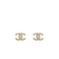 CHANEL CC LOGO EARRINGS CRYSTAL GOLD TONE
