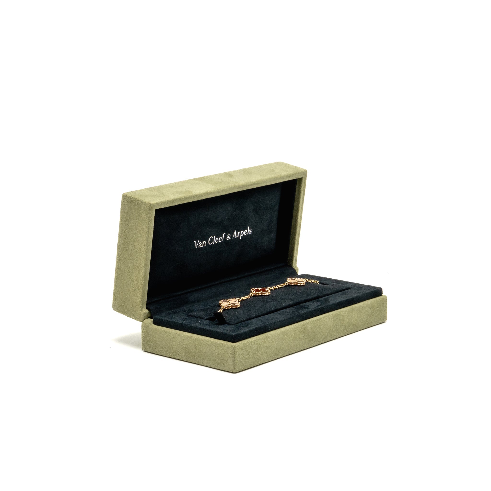 VAN CLEEF AND ARPELS VINTAGE ALHAMBRA BRACELET 5 MOTIF 18K ROSE GOLD / CARNELIAN