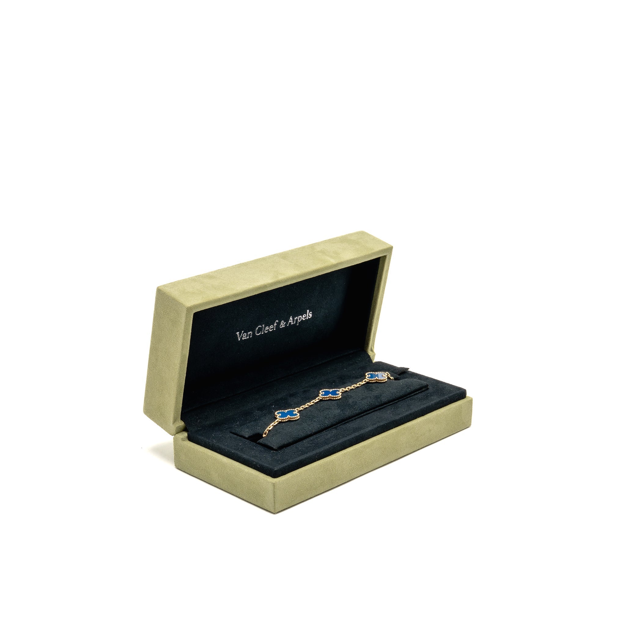 VAN CLEEF AND ARPELS VINTAGE ALHAMBRA BRACELET 5 MOTIFS 18K YELLOW GOLD , AGATE