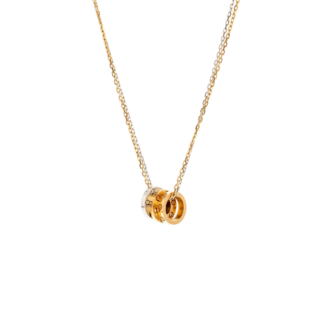 CARTIER LOVE PENDANT, 6 DIAMONDS, WHITE GOLD, ROSE GOLD