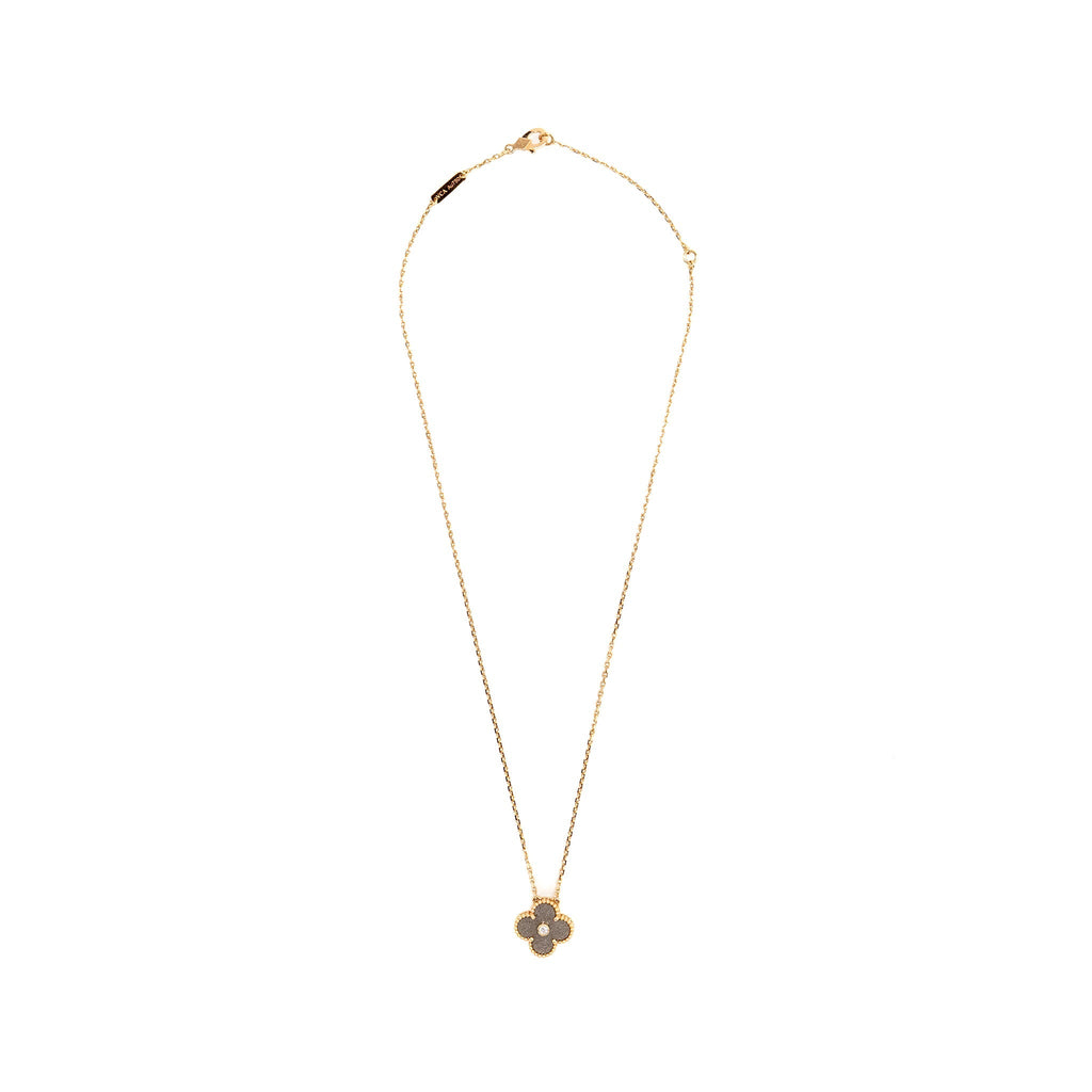 VAN CLEEF AND ARPELS 2023 HOLIDAY LIMITED PENDANT SILVER OBSIDIAN / ROSE GOLD / DIAMOND