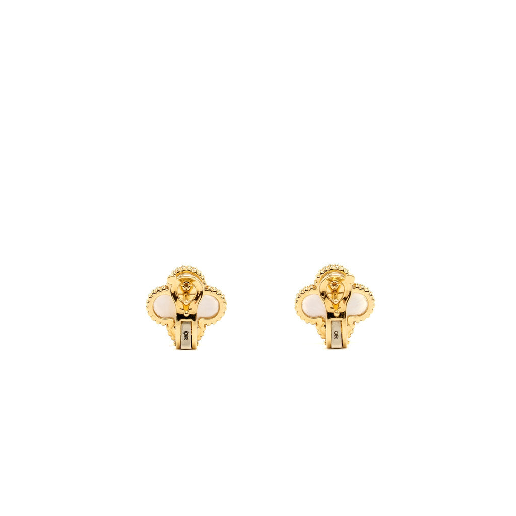VAN CLEEF AND ARPELS VINTAGE ALHAMBRA EARRINGS YELLOW GOLD MOTHER OF PEARL