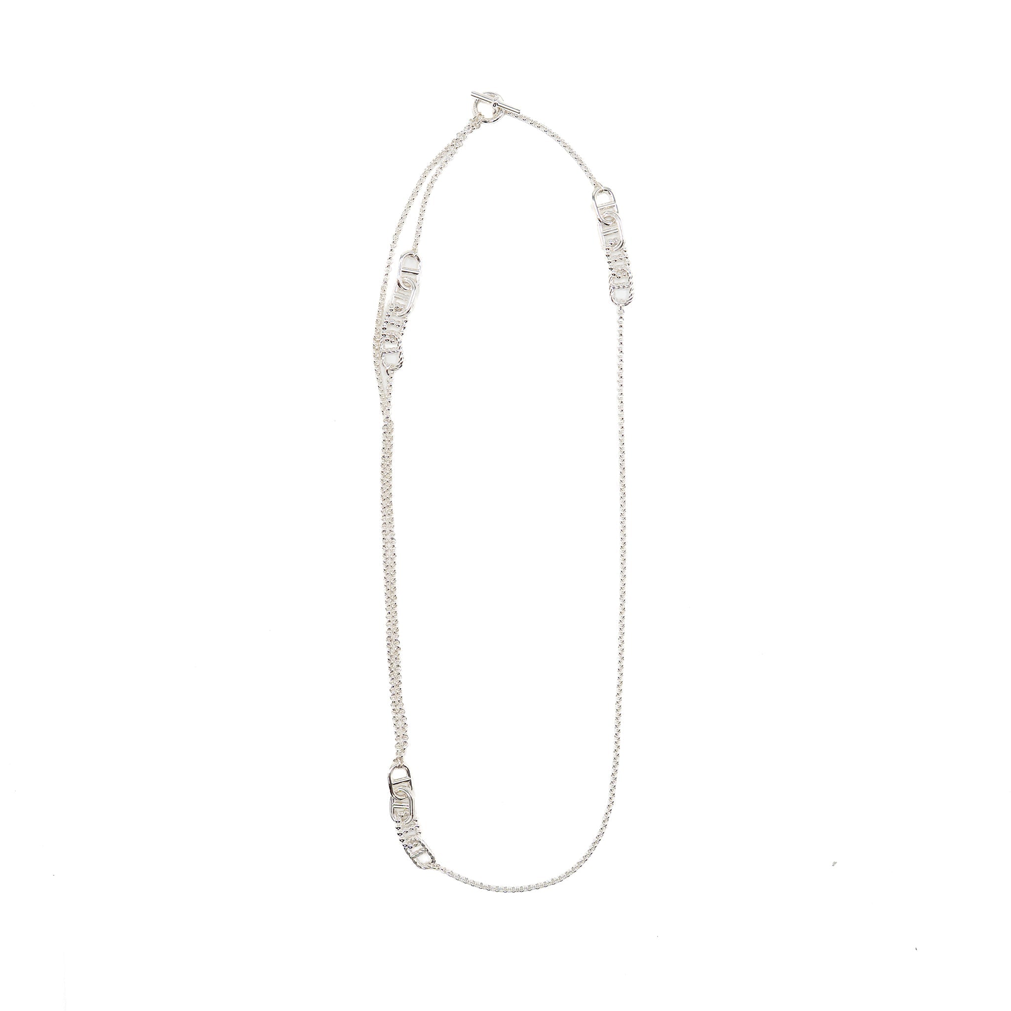 HERMES 80CM CHAINE D'ANCRE ALEA II LONG NECKLACE STERLING SILVER