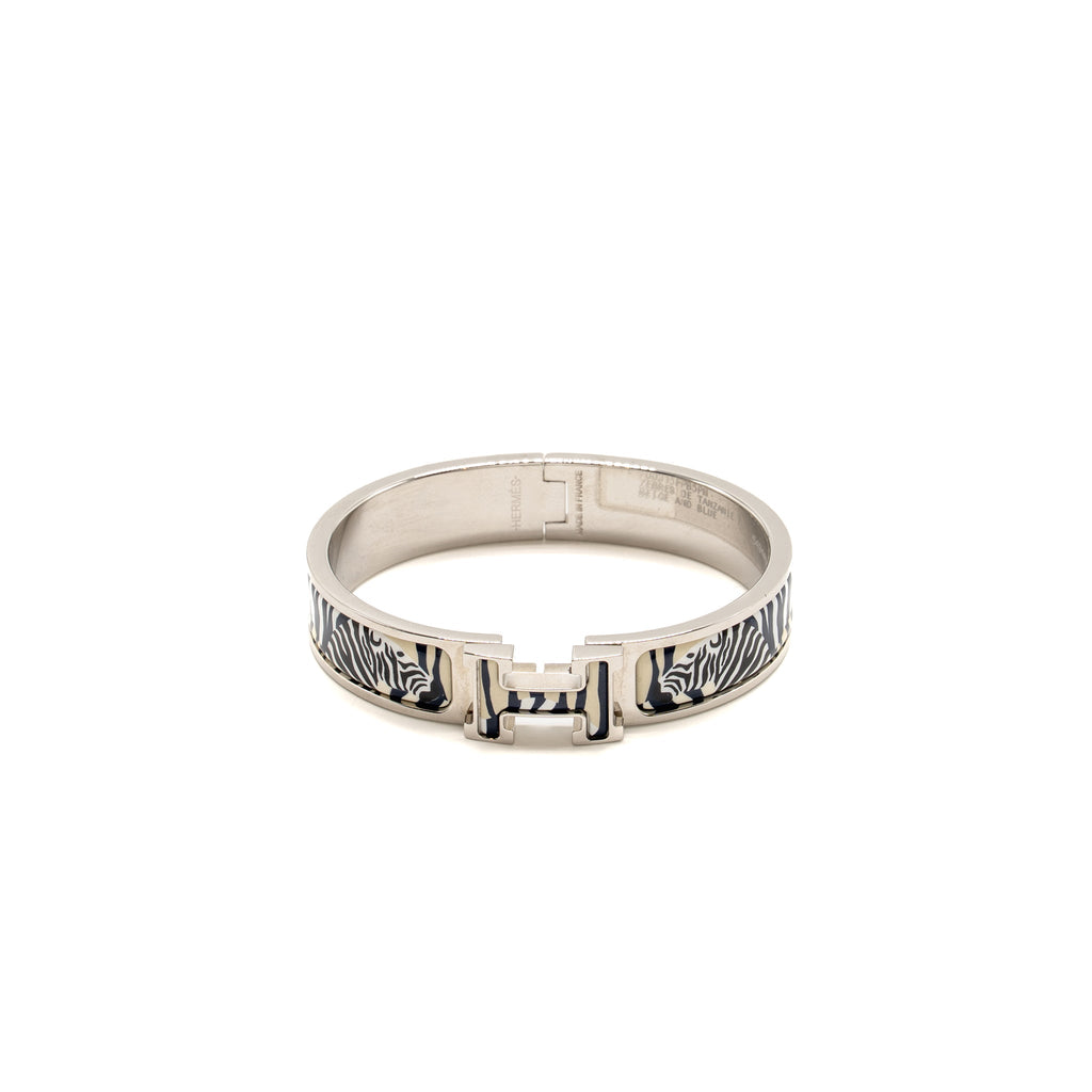 HERMES CLIC H BRACELET ZEBRES DE TANZANIE BEIGE/BLUE SHW