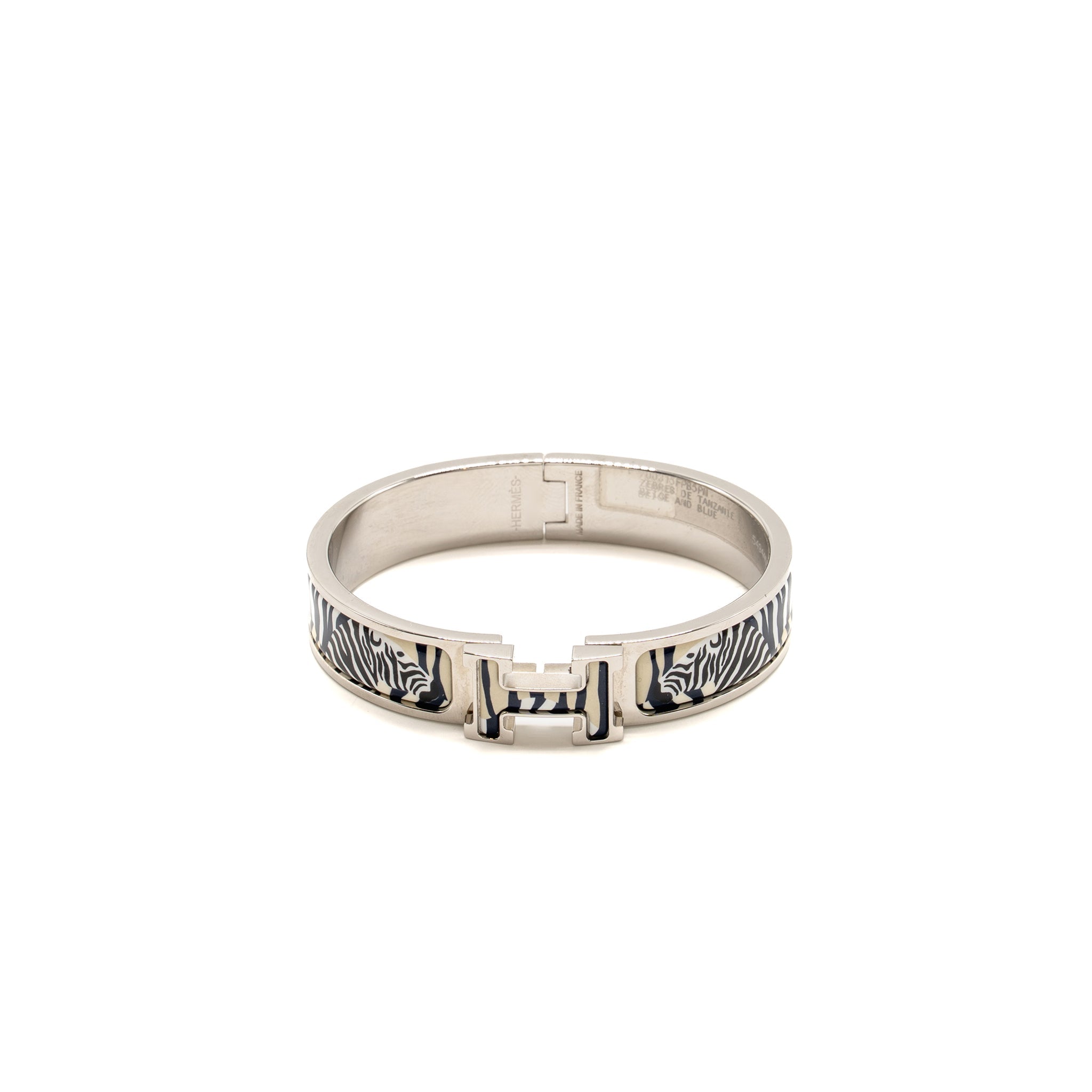 HERMES CLIC H BRACELET ZEBRES DE TANZANIE BEIGE/BLUE SHW