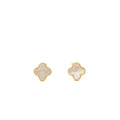 VAN CLEEF AND ARPELS VINTAGE ALHAMBRA EARRINGS YELLOW GOLD MOTHER OF PEARL