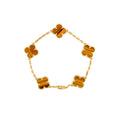 VAN CLEEF & ARPELS VINTAGE ALHAMBRA BRACELET, 5 MOTIFS TIGER EYE YELLOW GOLD