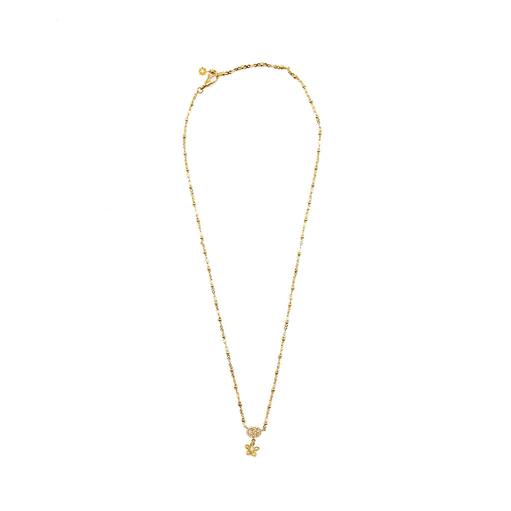 GUCCI DOUBLE G AND FLOWER PENDANT YELLOW GOLD, DIAMONDS