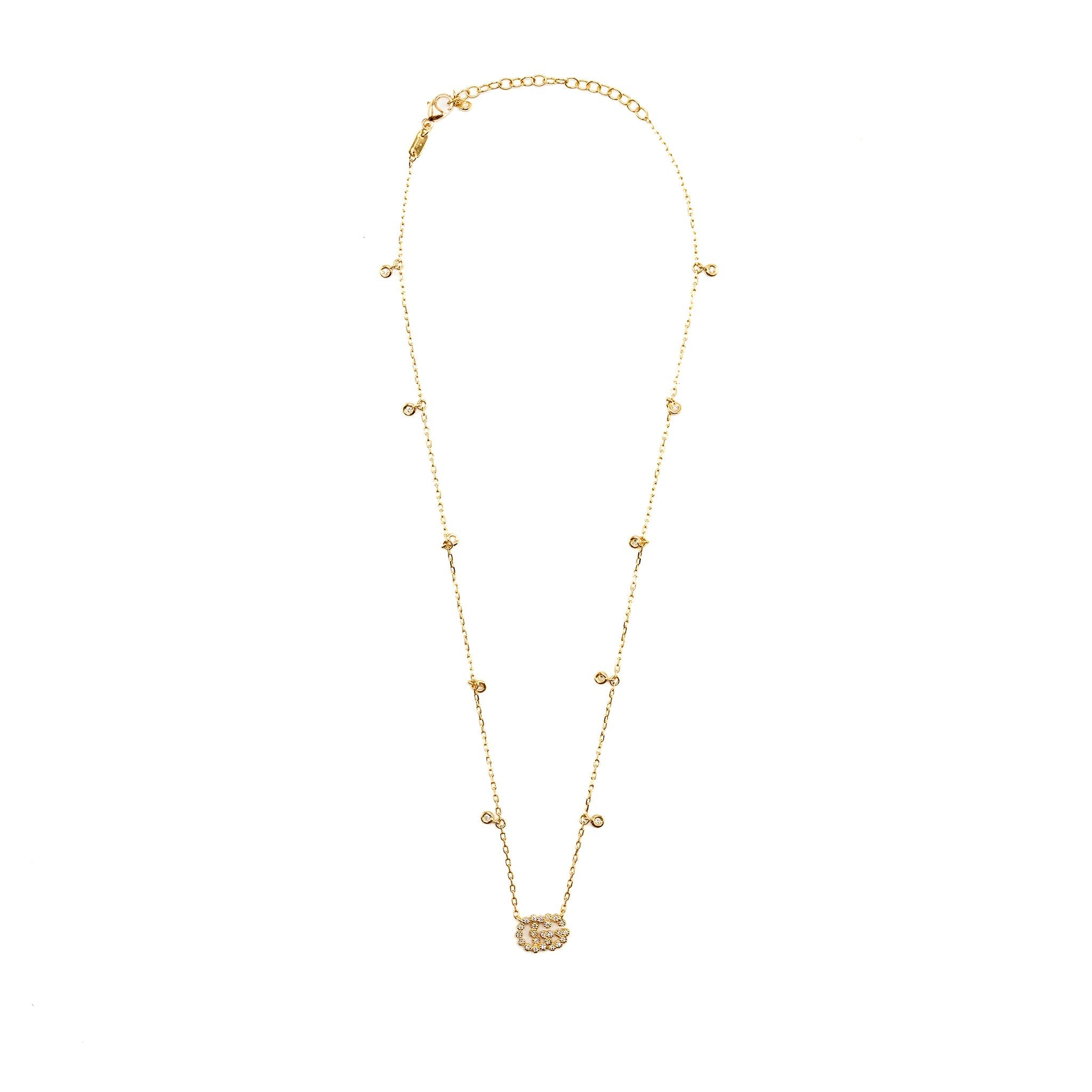 GUCCI DOUBLE G NECKLACE YELLOW GOLD, DIAMONDS