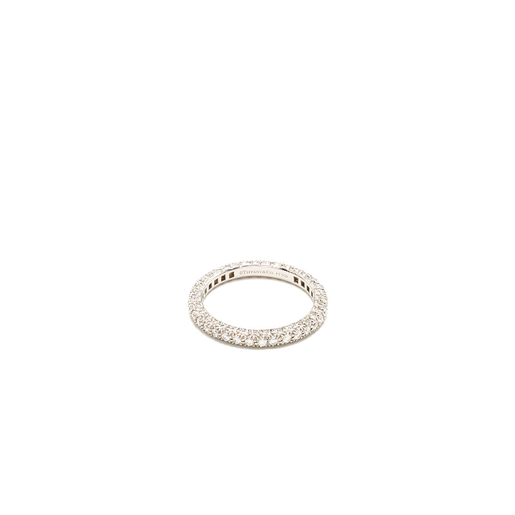 TIFFANY NARROW ETOILE BAND RING PLATINUM DIAMONDS PAVE