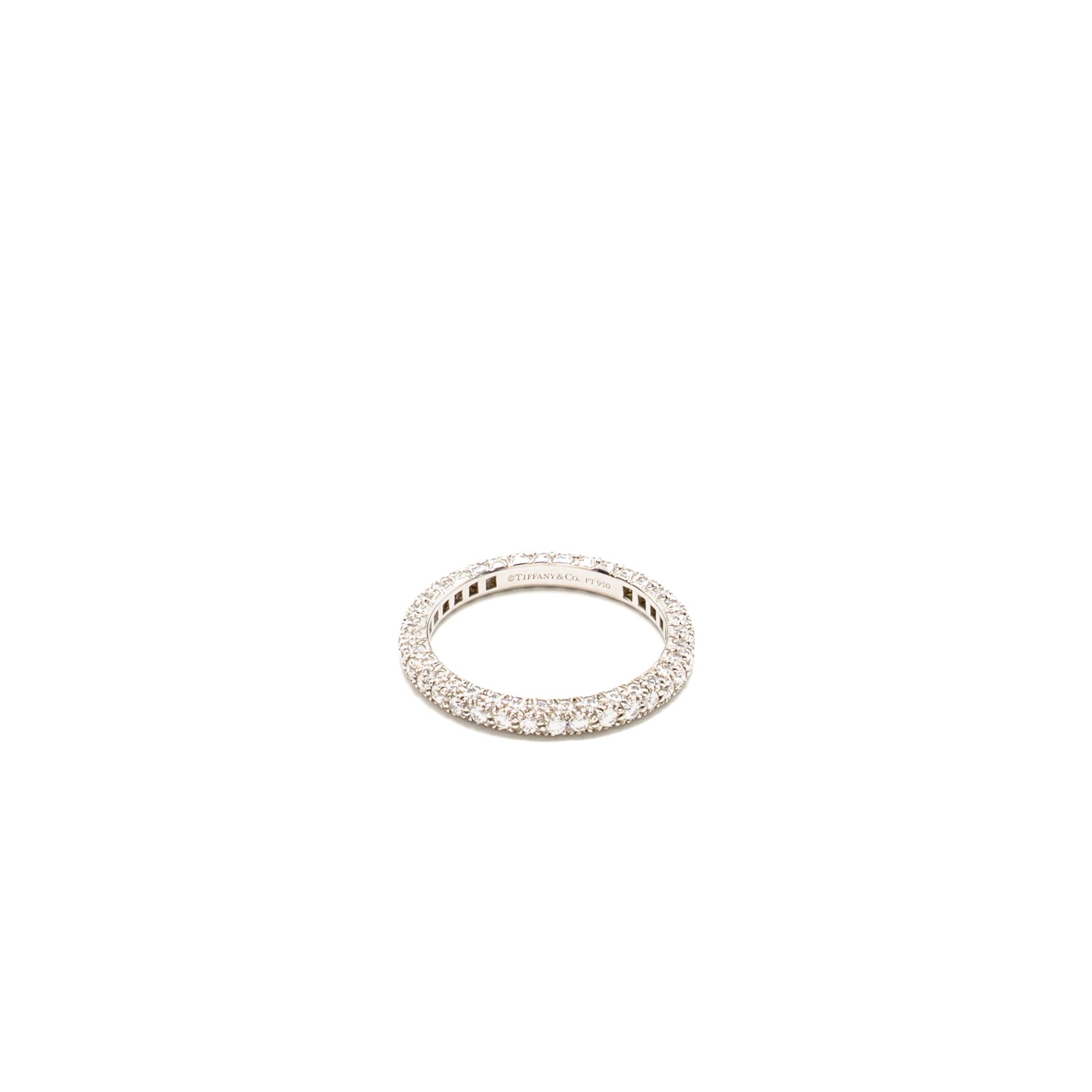 TIFFANY NARROW ETOILE BAND RING PLATINUM DIAMONDS PAVE
