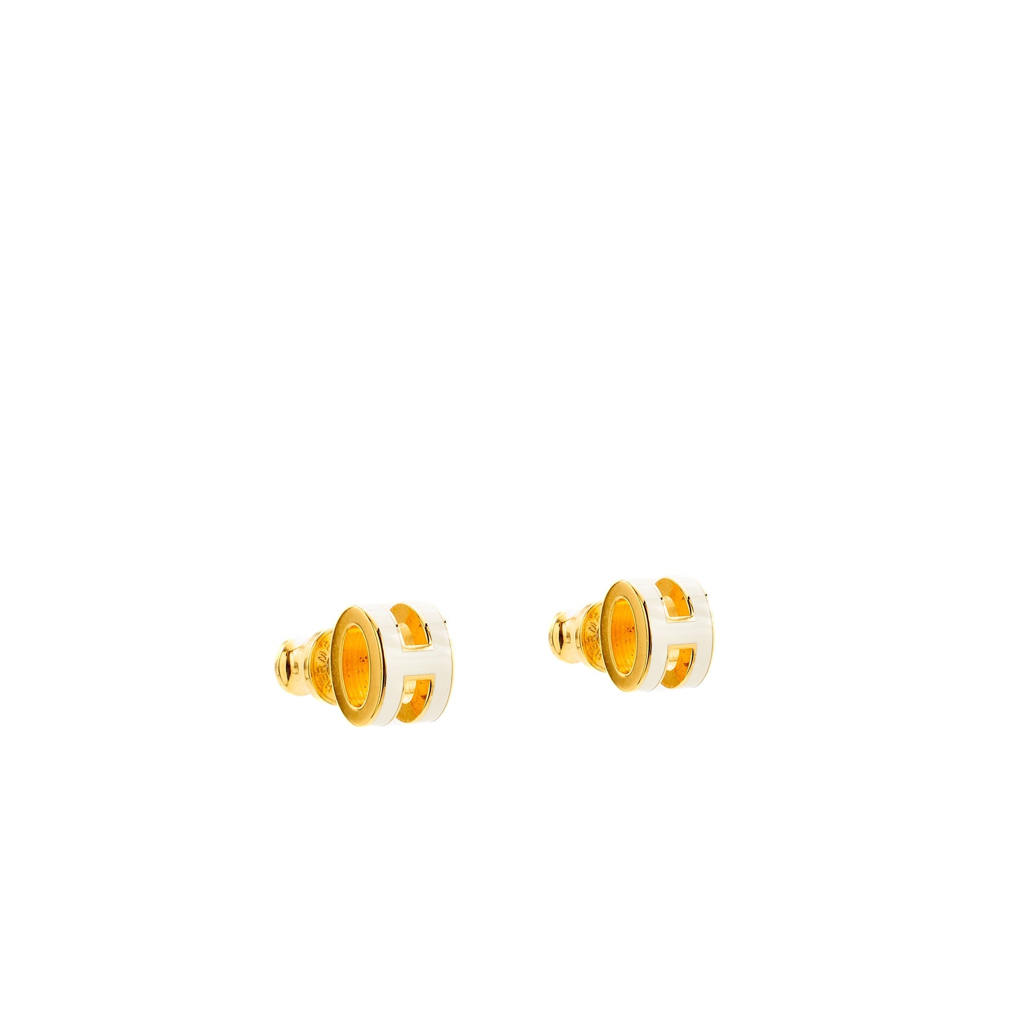 HERMES MINI POP H EARRINGS WHITE GHW