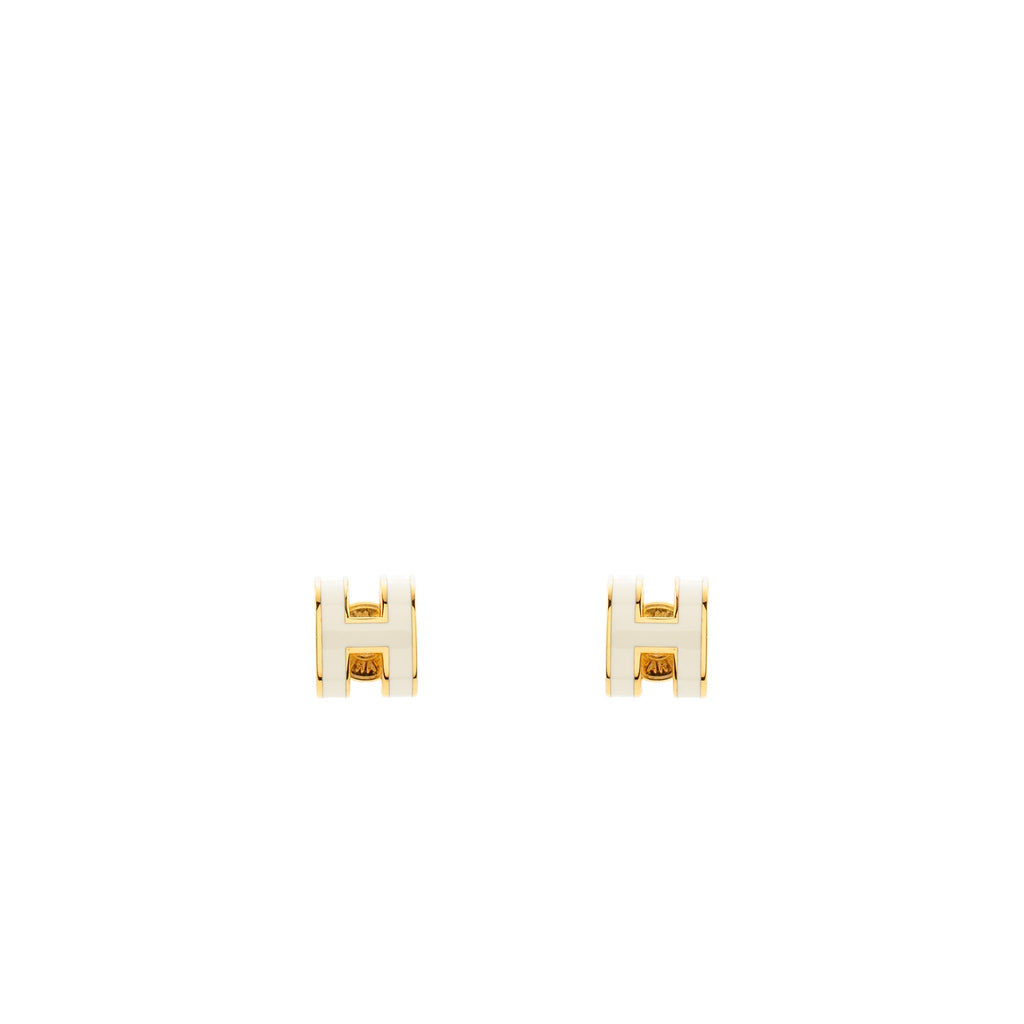 HERMES MINI POP H EARRINGS WHITE GHW