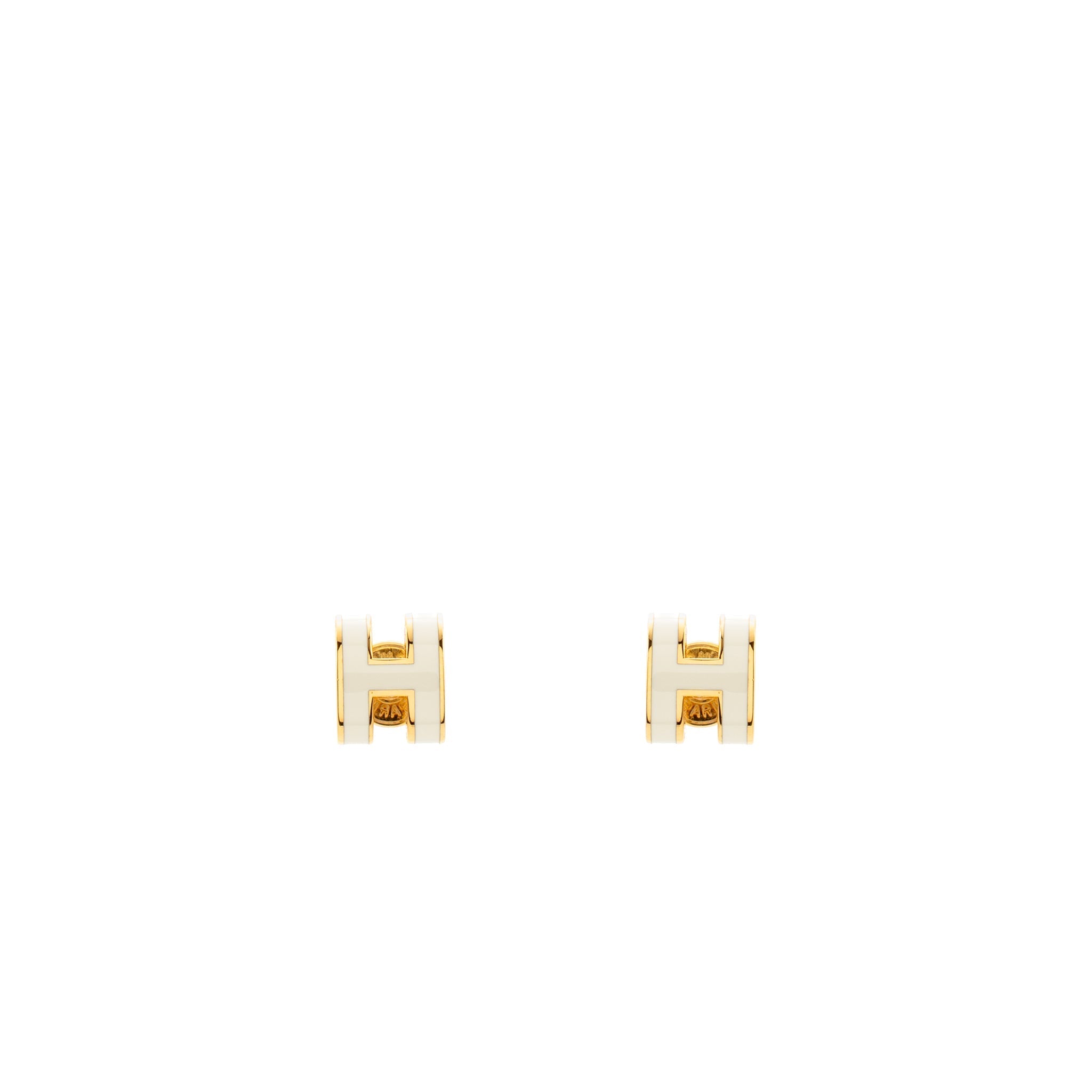 HERMES MINI POP H EARRINGS WHITE GHW