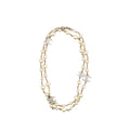 CHANEL CC AND PEARL LONG NECKLACE SILVER TONE