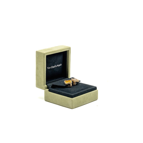 VAN CLEEF AND ARPELS VINTAGE ALHAMBRA EARRINGS YELLOW GOLD TIGER’S EYE