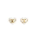 CHANEL HEART PEARL WITH CRYSTAL CC LOGO EARRINGS LIGHT GOLD TONE