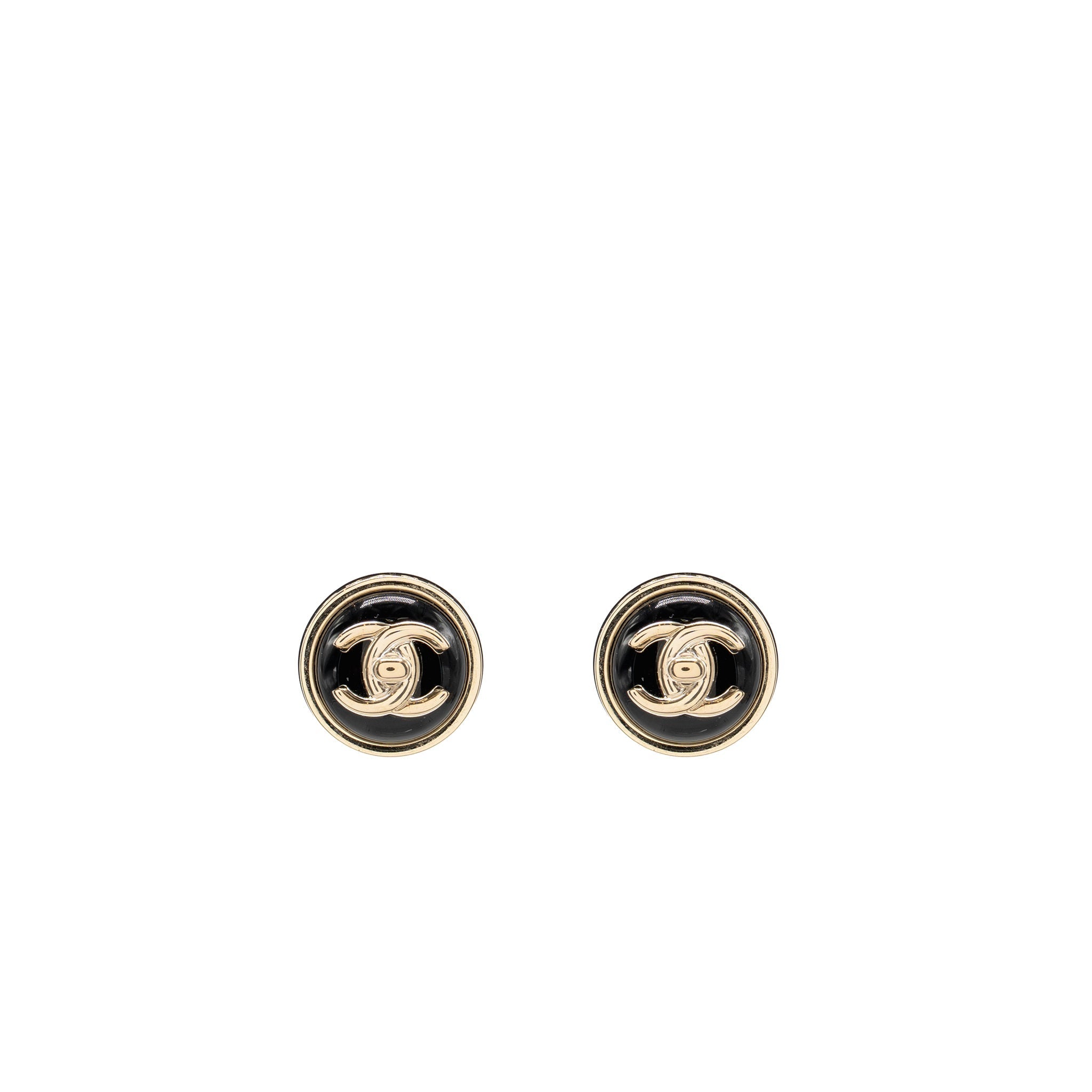 CHANEL ROUND CC LOGO EARRINGS LIGHT GOLD TONE