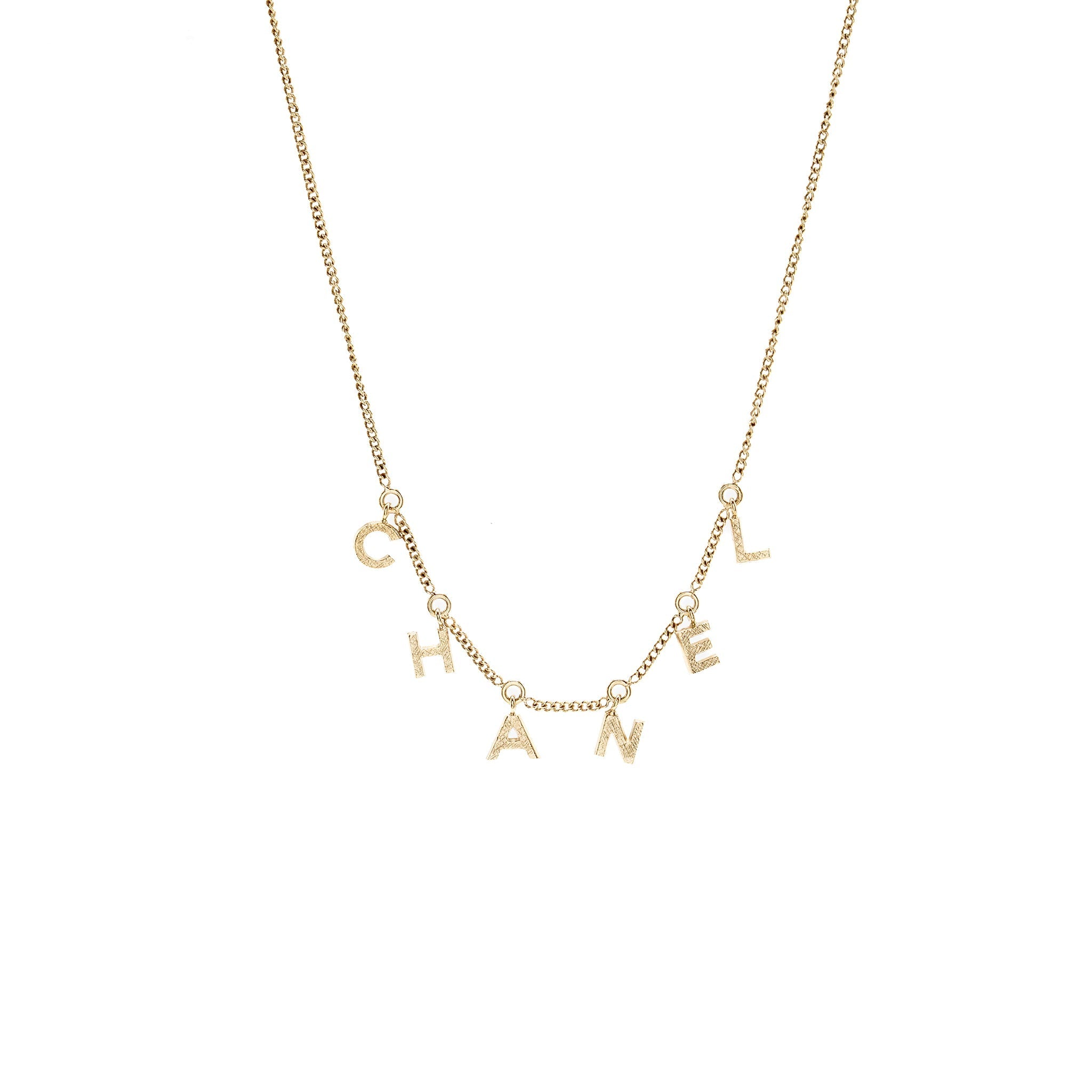 CHANEL 13P LETTER DROPPED NECKLACE/CHOCKER LIGHT GOLD TONE