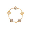 VAN CLEEF AND ARPELS VINTAGE ALHAMBRA BRACELET 5 MOTIF, 18K ROSE GOLD, DIAMOND, GREY MOTHER OF PEARL