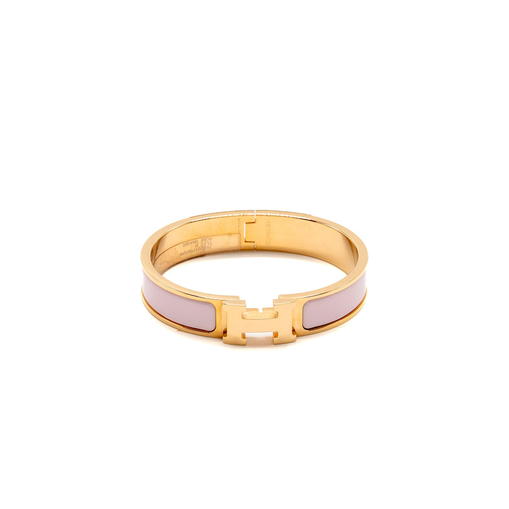 HERMES CLIC H BRACELET ROSE DRAGEE RGHW