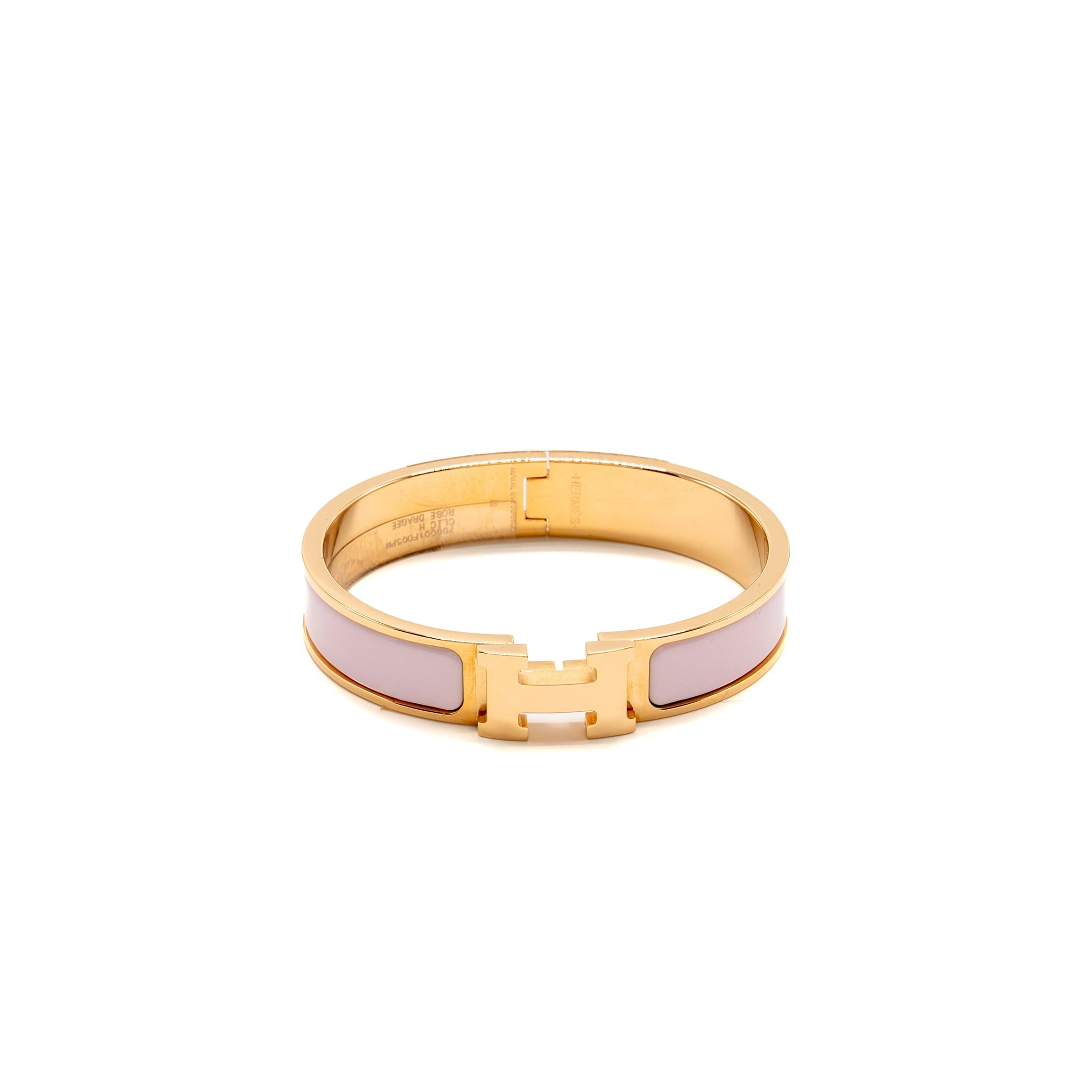 HERMES CLIC H BRACELET ROSE DRAGEE RGHW