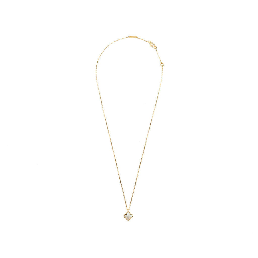 VAN CLEEF & ARPELS SWEET ALHAMBRA PENDANT WHITE MOTHER OF PEARL YELLOW GOLD