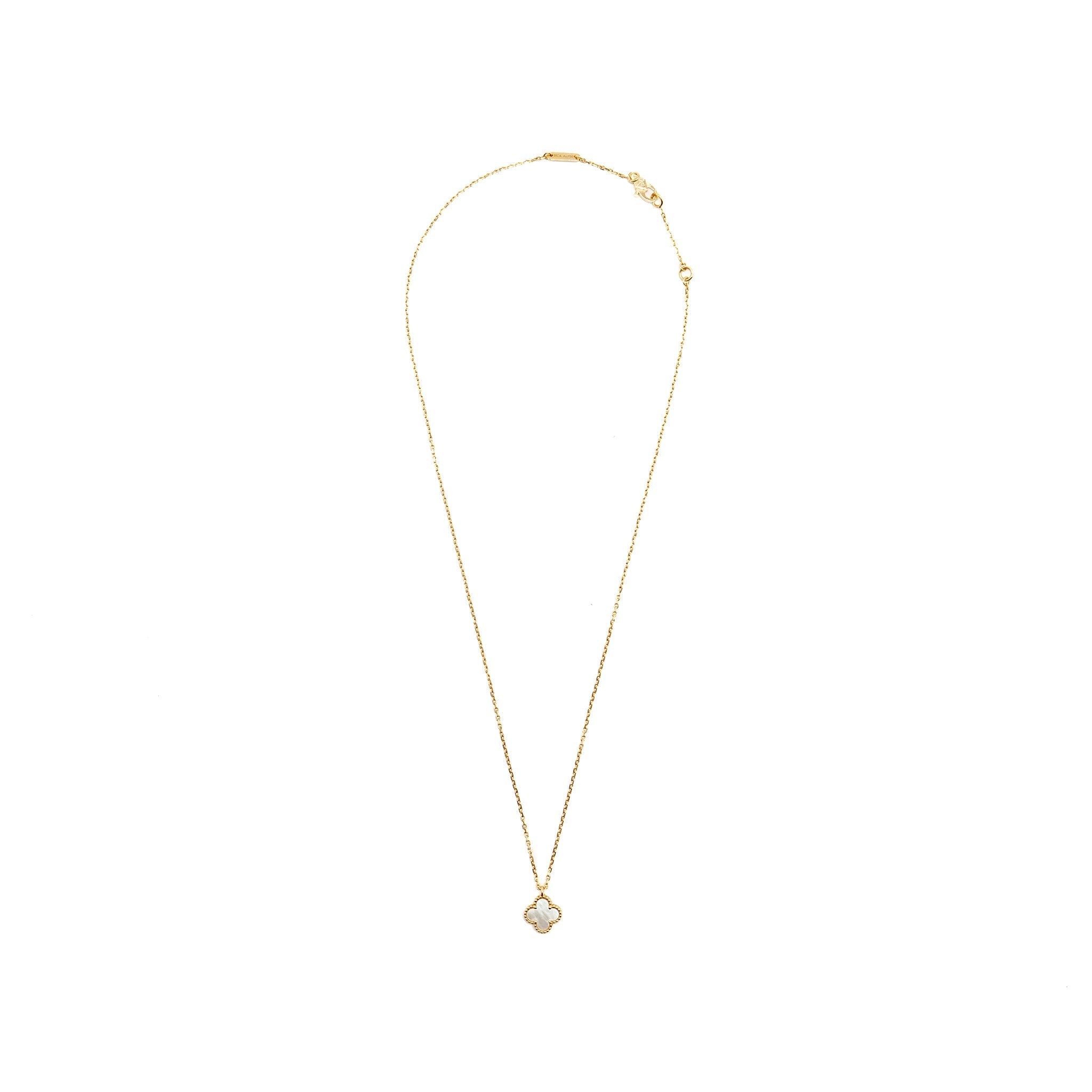 VAN CLEEF & ARPELS SWEET ALHAMBRA PENDANT WHITE MOTHER OF PEARL YELLOW GOLD