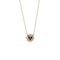 CHANEL 21A CC HEART NECKLACE CRYSTAL BLACK/WHITE LIGHT GOLD TONE