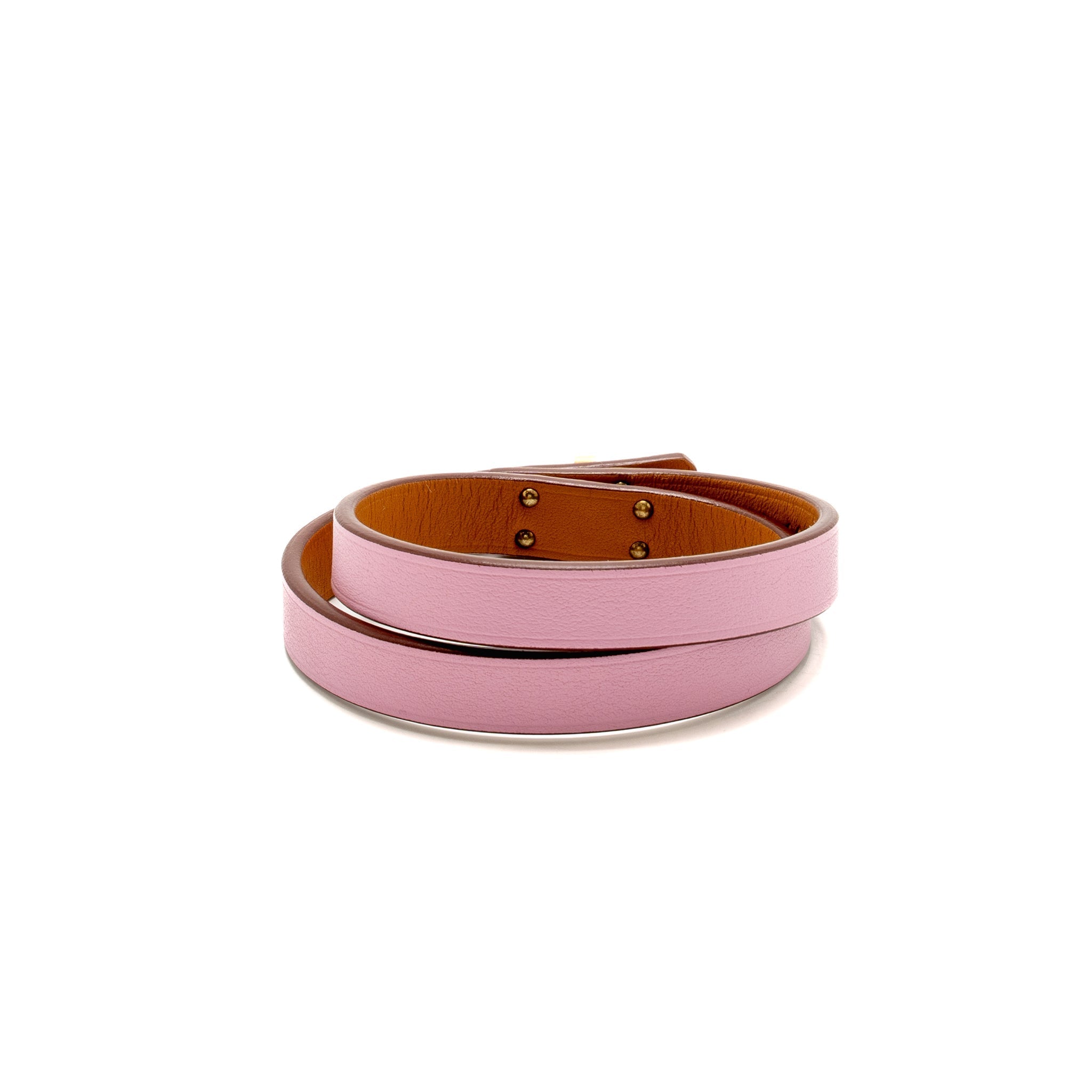 HERMES SIZE T3 MINI KELLY DOUBLE TOUR BRACELET SWIFT MAUVE SYLVESTRE RGHW STAMP Z
