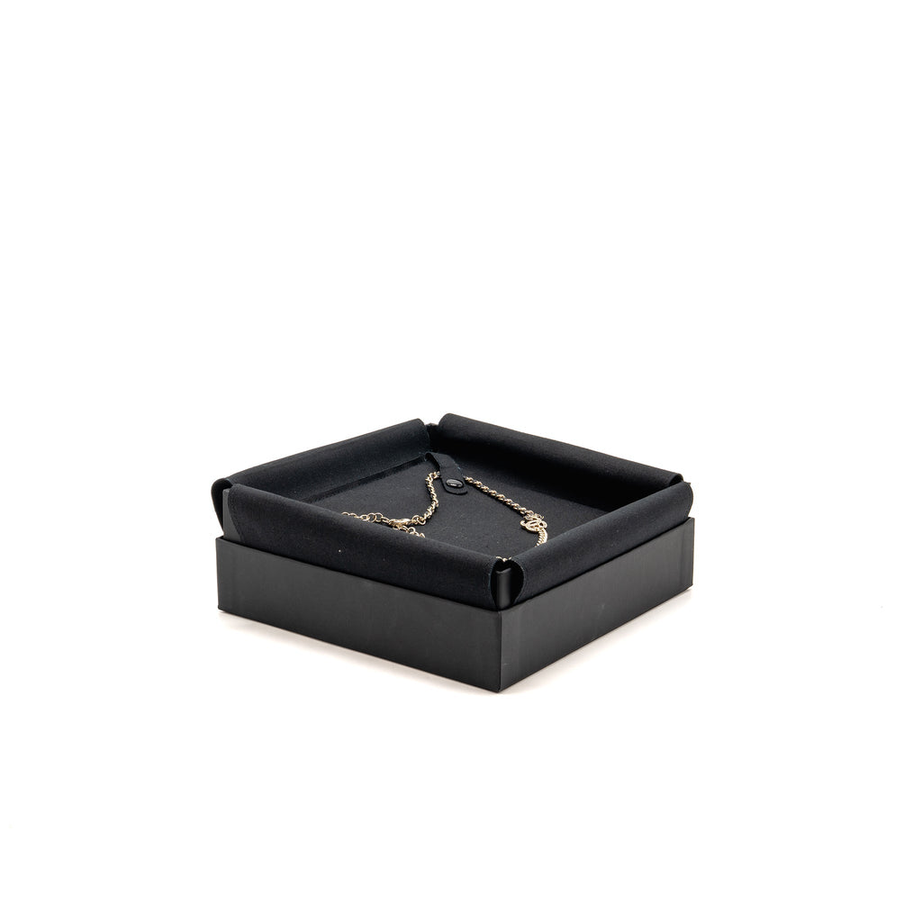 CHANEL DOUBLE CC LOGO CHOCKER BLACK LIGHT GOLD TONE