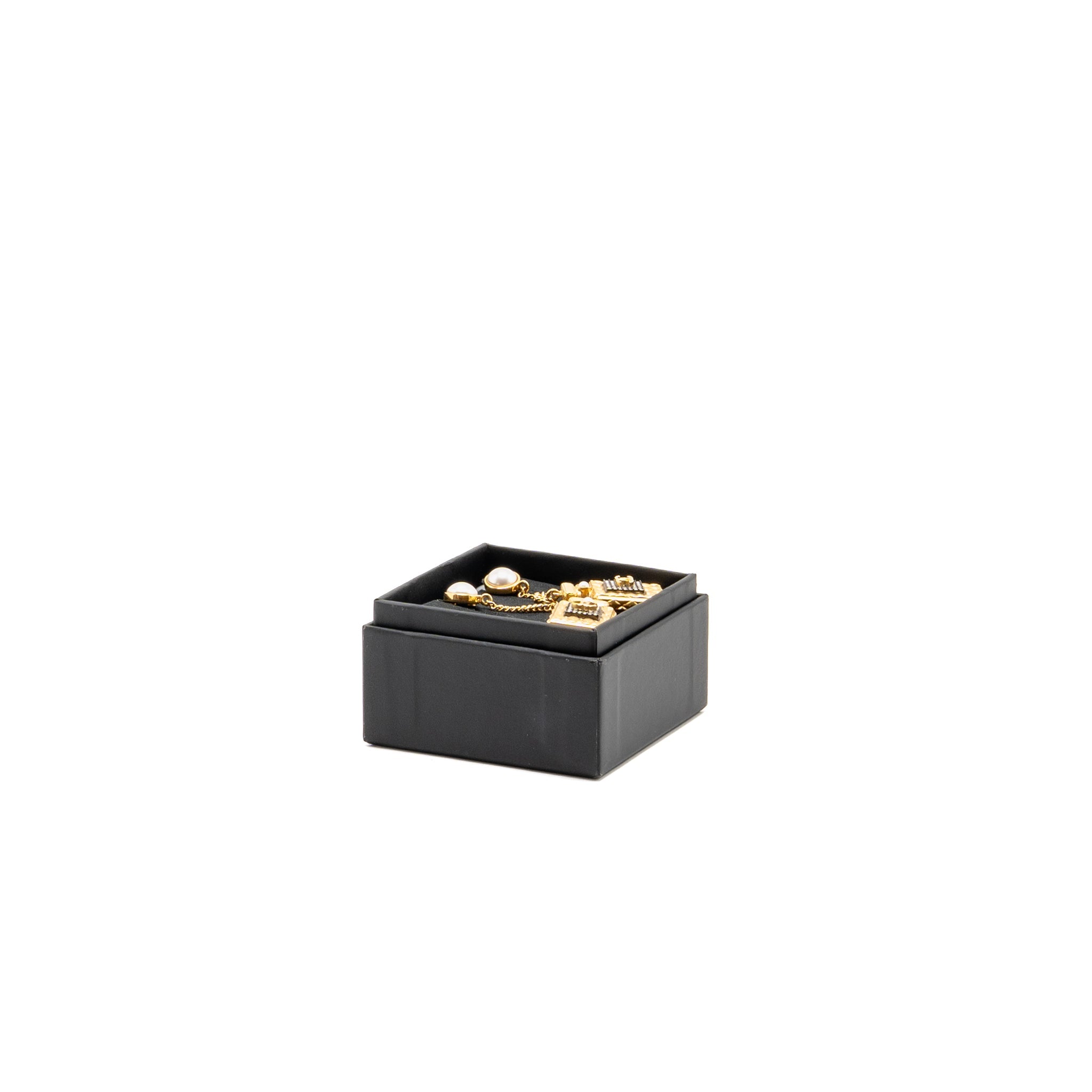 CHANEL NO.5 PERFUME BOTTLE DROP EARRINGS PEARL/CRYSTAL GOLD TONE