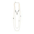 CHANEL CC AND STAR LAYERED LONG NECKLACE PEARL/CRYSTAL GREEN/SILVER TONE