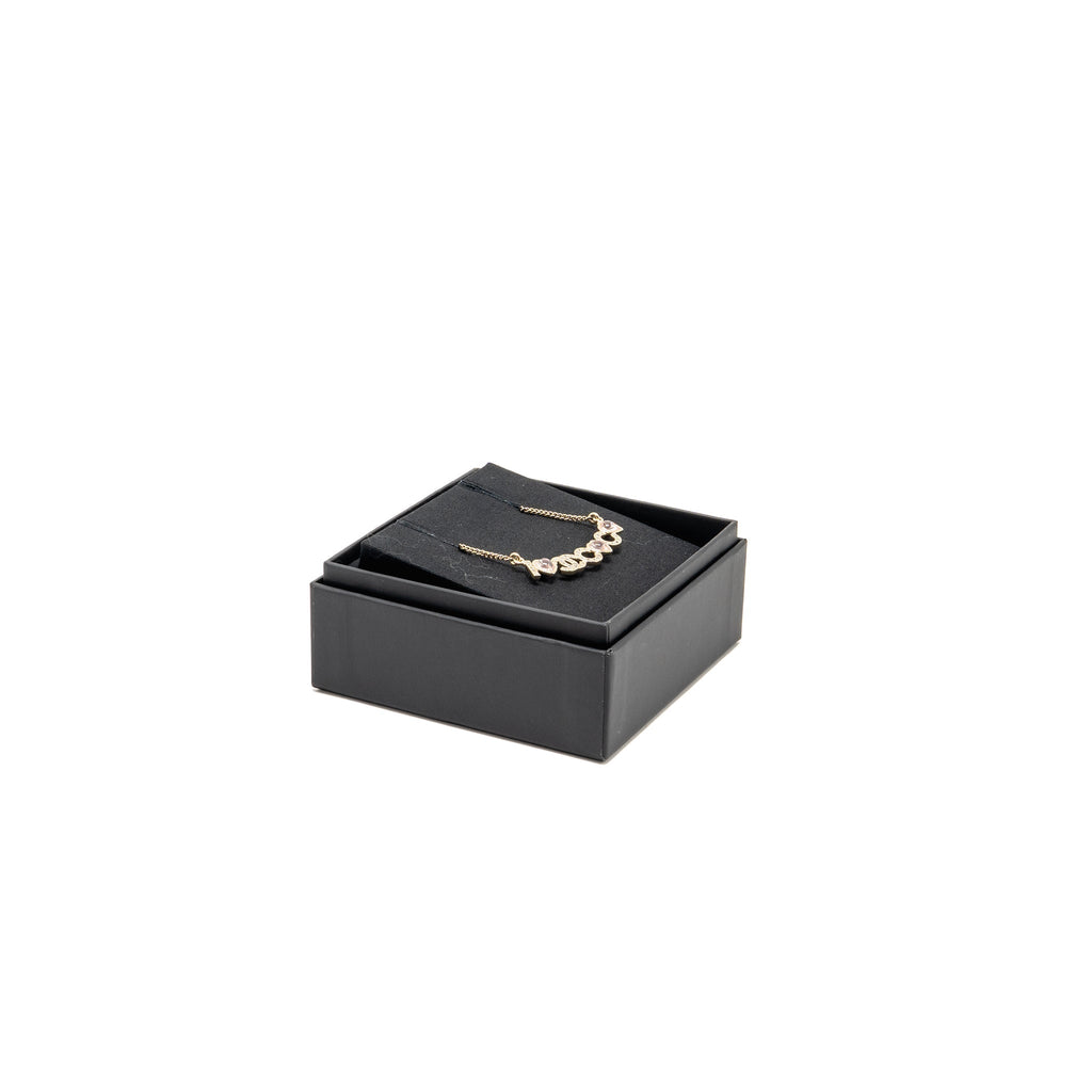 CHANEL I LOVE CHANEL COCO NECKLACE CRYSTAL PINK/LIGHT GOLD TONE