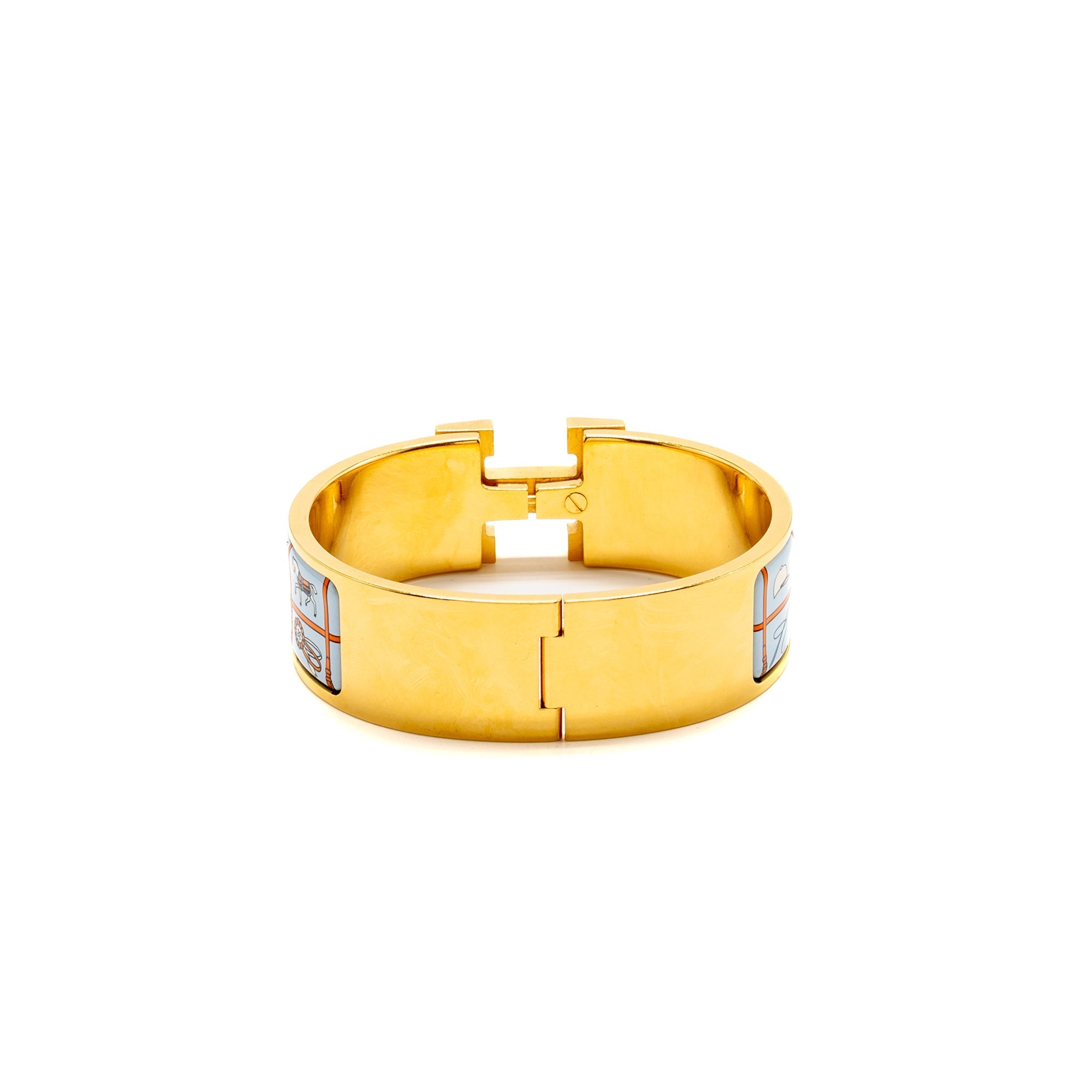 HERMES CLIC CLAC H WIDE BRACELET COUVERTURES ET TENUES DE JOUR LIGHT BLUE/ MULTICOLOUR GHW