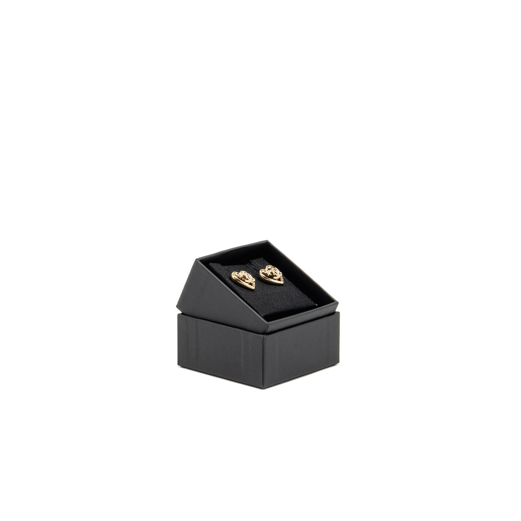 CHANEL HEART AND CC EARRINGS LIGHT GOLD TONE