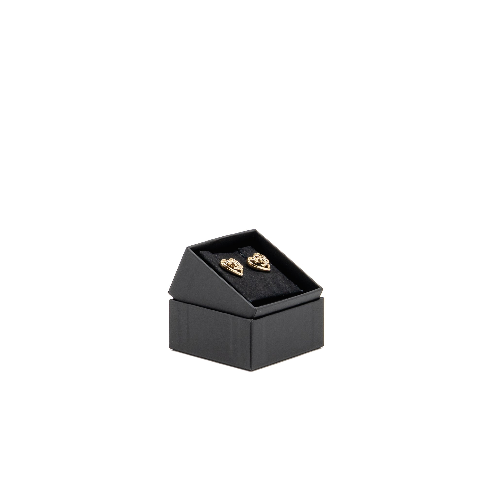 CHANEL HEART AND CC EARRINGS LIGHT GOLD TONE