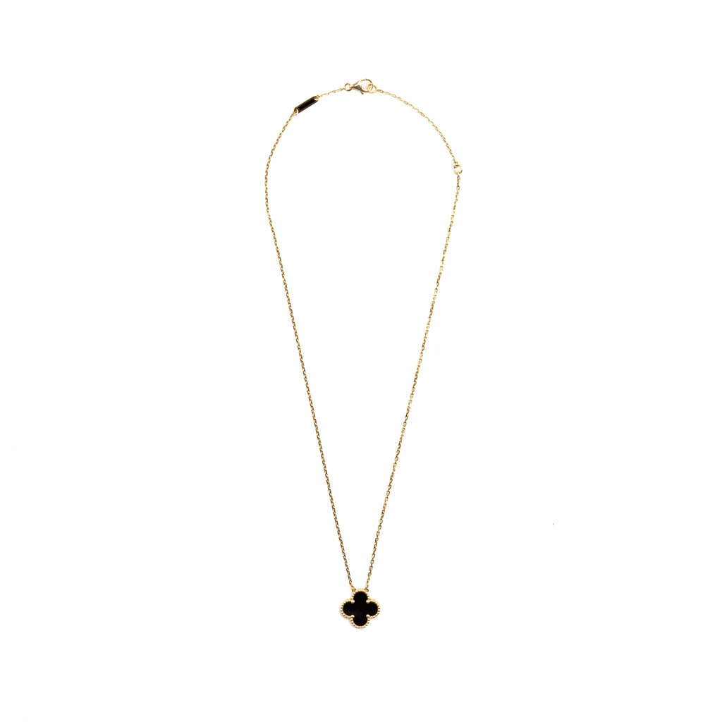 VAN CLEEF &ARPELS ALHAMBRA PENDANT ONYX YELLOW GOLD