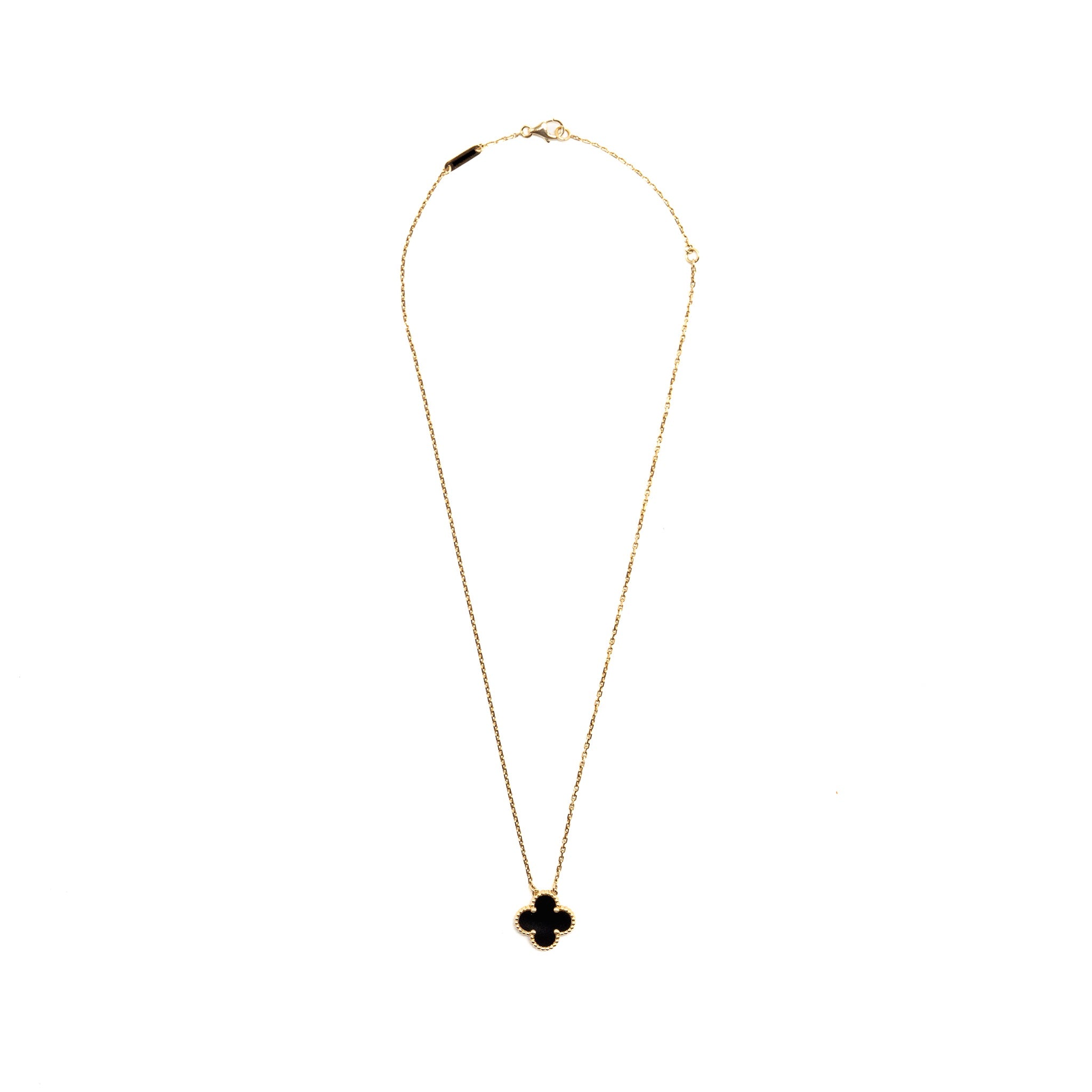 VAN CLEEF &ARPELS ALHAMBRA PENDANT ONYX YELLOW GOLD