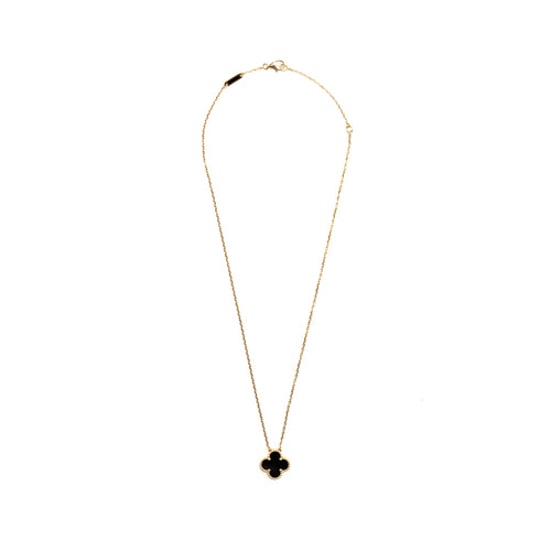 VAN CLEEF &ARPELS ALHAMBRA PENDANT ONYX YELLOW GOLD